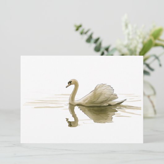 Schwan gleitet über Wasser Einladung (Stehend Vorderseite)