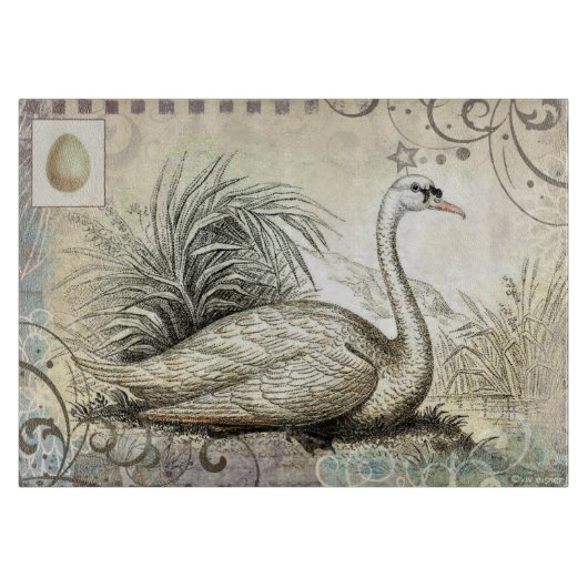 Schwan-Grafik Schneidebrett (Vorderseite)