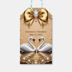 💎 Schwan-Hochzeit Gold Romantisches Thema 🦢 Geschenkanhänger