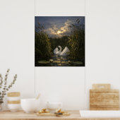 Schwan im Mondlicht Poster (Küche)
