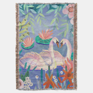 Schwan im Pfund   Vögel Floral Botanisch Decke