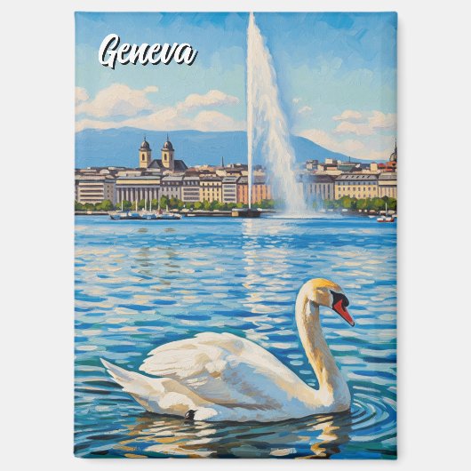 Schwan in Genf Schweiz Reise  Magnet (Vorderseite)