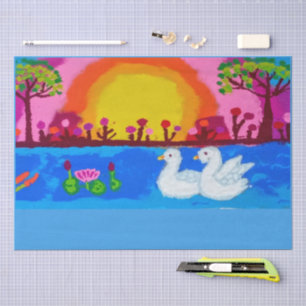 Schwan-Landschaft-Tissue-Papier Seidenpapier