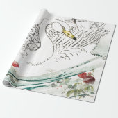 SCHWAN MIT BLUMEN Verpackungs-Papier Geschenkpapier (Ungerollt)