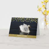 Schwan mit Goldherzen Karte (Gelbe Blume)
