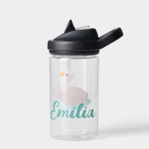 Schwan mit rosa Schleife Name Kinder Wasserflasche Trinkflasche