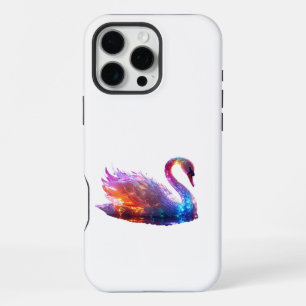 Schwan mit schimmernder Iris auf Wasser – Magische iPhone 16 Pro Max Hülle