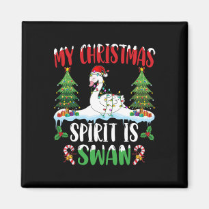 Schwan mit Weihnachtsmannmütze Xmas - Weihnachtsst Magnet