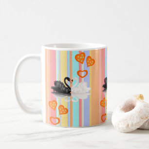 Schwan Orange Herzen Streifen Tasse