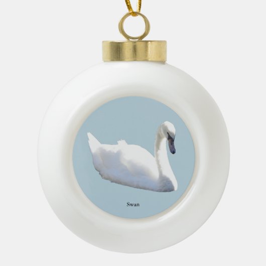 Schwan-Ornament Keramik Kugel-Ornament (Vorderseite)