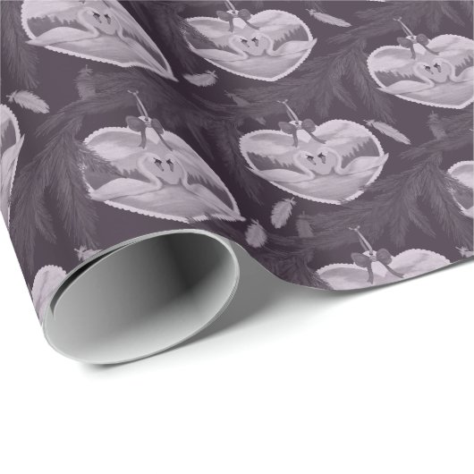 Schwan-Ornamente mit Stimmung Geschenkpapier (Rolleneckpunkt)