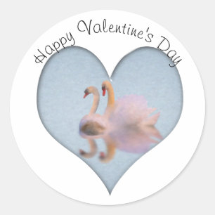 Schwan-Paar Lebenspartner Valentinstag Runder Aufkleber