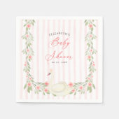 Schwan-Pink-Bogen-Blumen-Baby-Party Serviette (Vorderseite)
