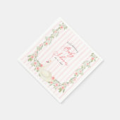 Schwan-Pink-Bogen-Blumen-Baby-Party Serviette (Ecke)