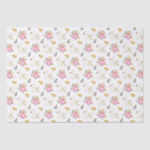 Schwan Pink und Gold Florale Rosen Seidenpapier