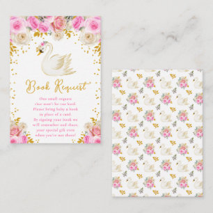 Schwan Pink und Gold Rosen Buchwunsch Begleitkarte