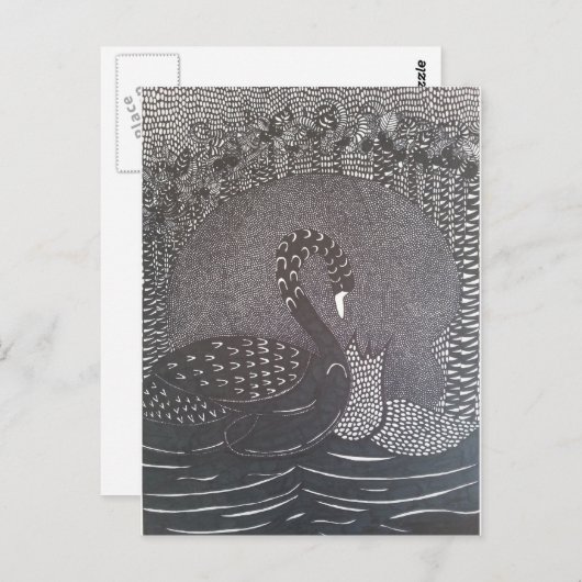 Schwan Postkarte (Vorne/Hinten)