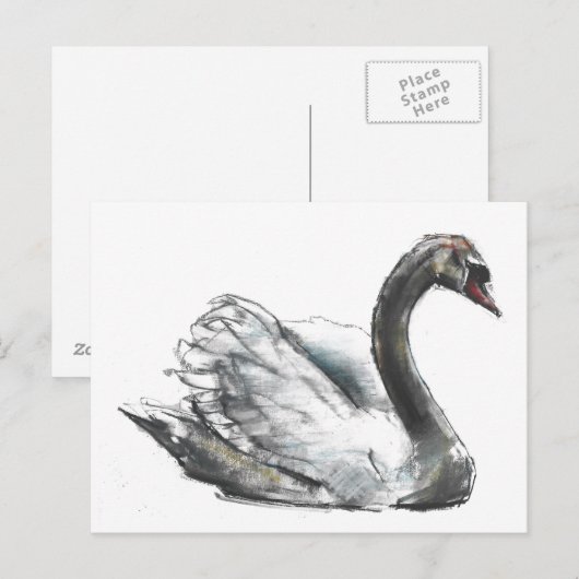 Schwan Postkarte (Vorne/Hinten)