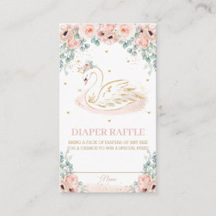 Schwan Prinzessin Blush Pink Floral Diaper Raffel Begleitkarte