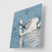 Schwan Quadratische Wanduhr (Winkel)