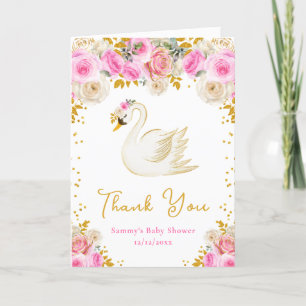 Schwan Rosa und Goldene Rosen Baby Shower Danke