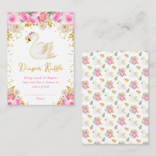 Schwan Rosa und Goldene Rosen Windel-Raffle Begleitkarte