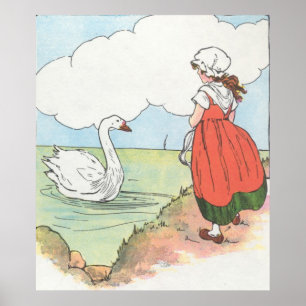 Schwan, Schwan, über das Meer. Schwimmen, Schwan, Poster