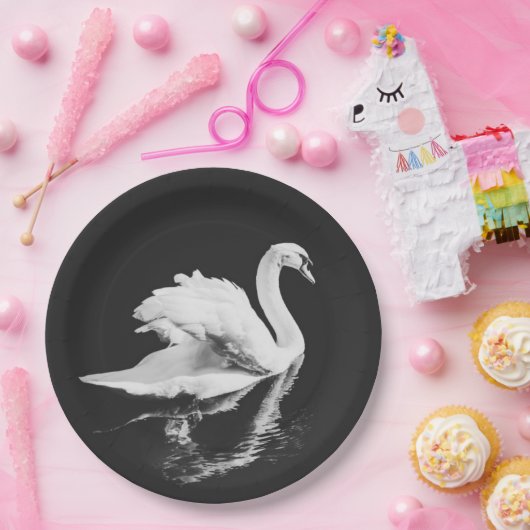 Schwan schwarz und weiß pappteller (Party)