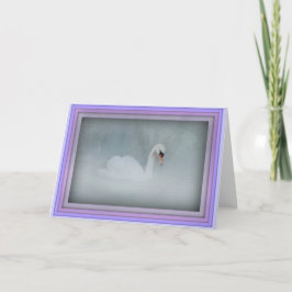 SCHWAN-SEE-NEBELHAFTE BLAUE RAHMEN-GRUSS-KARTE KARTE