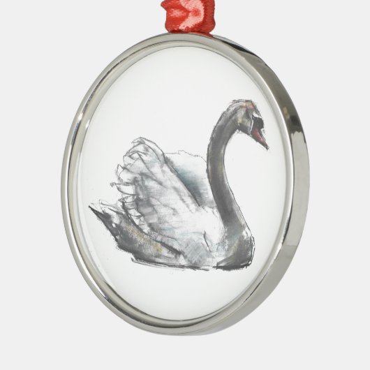 Schwan Silbernes Ornament (Links)