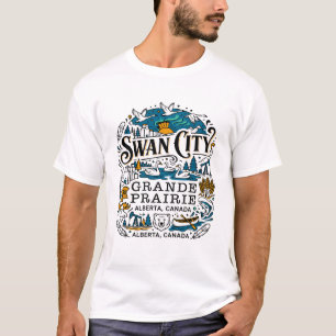 Schwan Stadt Grande Prairie Alberta Kanada Illustr T-Shirt