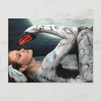 Schwan swan leda postcard postkarte bodypainting b