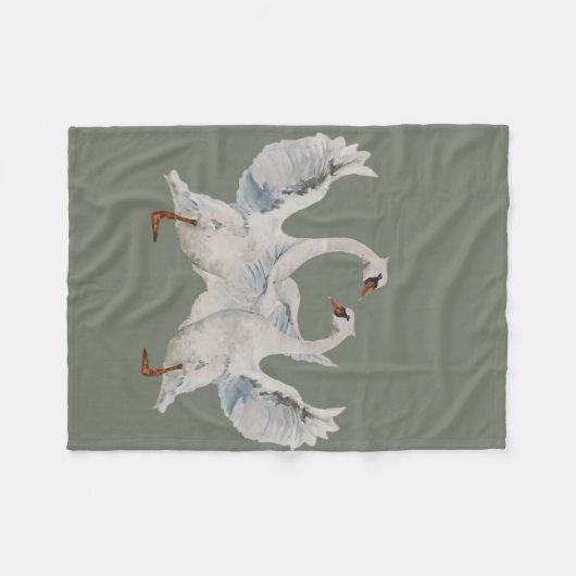 Schwan-Tango Fleecedecke (Vorderseite (Horizontal))