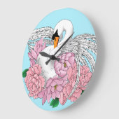 Schwan und Blume Große Wanduhr (Winkel)