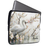 Schwan und Blütensee in Aquarell Laptopschutzhülle (Vorne Rechts)