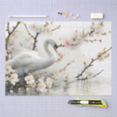 Schwan und Blütensee in Aquarell Seidenpapier (Handwerk)