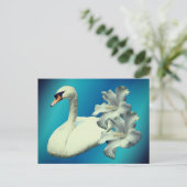 Schwan und Hibiskusblüten-Natur-Personalized Postkarte (Stehend Vorderseite)