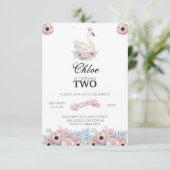 Schwan und Krone Geburtstag Einladung (Stehend Vorderseite)