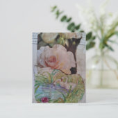 Schwan und Rosen Collage Postkarte (Stehend Vorderseite)