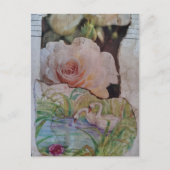 Schwan und Rosen Collage Postkarte (Vorderseite)