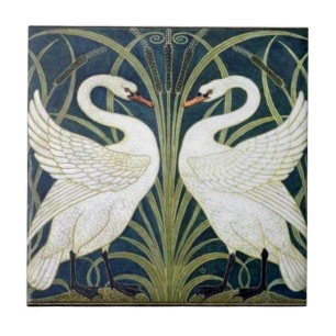 Schwan und Rush und Iris Tapete Fliese