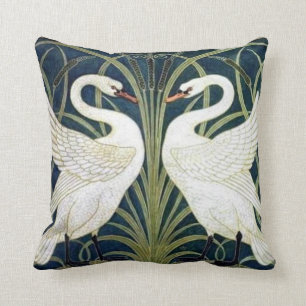 Schwan und Rush und Iris Tapete Kissen
