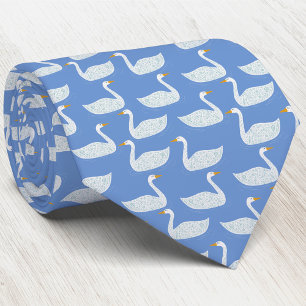 Schwan-Vogel-Muster Blau Krawatte
