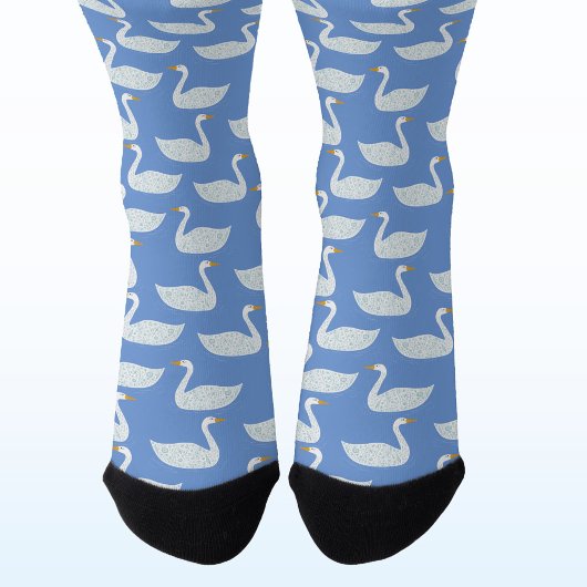 Schwan-Vogel-Muster Blau Socken