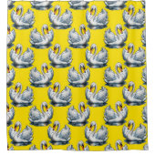 Schwan-Vögel Muster Design auf Gelb Duschvorhang (Vorderseite)