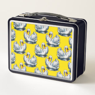 Schwan-Vögel Muster Design auf Gelb Metall Brotdose