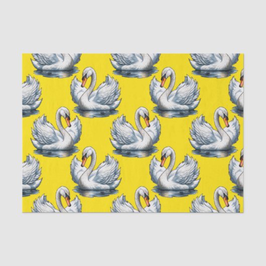 Schwan-Vögel Muster Design auf Gelb Seidenpapier (Vorderseite)