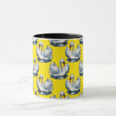 Schwan-Vögel Muster Design auf Gelb Tasse (Zentrum)