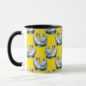 Schwan-Vögel Muster Design auf Gelb Tasse (Links)