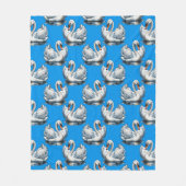 Schwan-Vögel Musterdesign auf Blau Fleecedecke (Vorderseite)